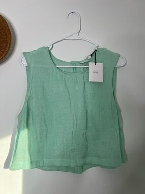 ONIA Charlotte Cropped Crinkled Woven Tank Top Size Large